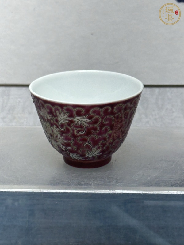 古玩陶瓷花間壽字紋粉彩杯真品鑒賞圖
