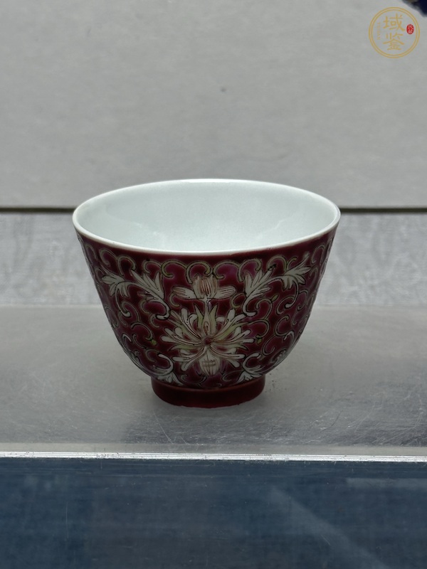 古玩陶瓷花間壽字紋粉彩杯真品鑒賞圖