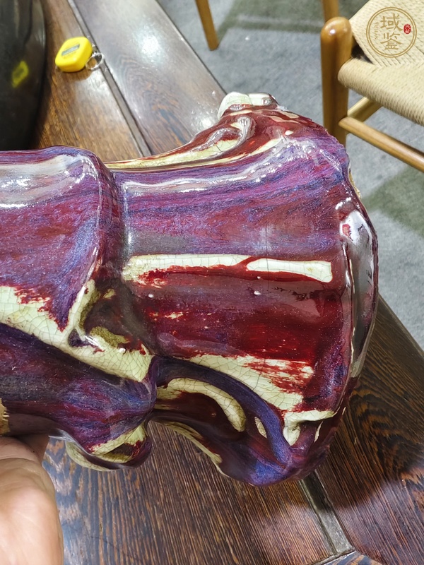 古玩陶瓷窯變紅釉呂洞賓塑像真品鑒賞圖