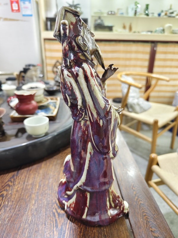 古玩陶瓷窯變紅釉呂洞賓塑像拍賣，當前價格16888元