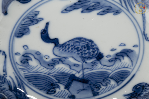 古玩陶瓷清康熙·青花鶴紋花口小盤一對(duì)真品鑒賞圖