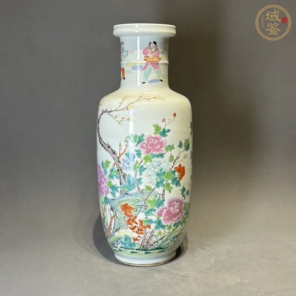 古玩清晚期 粉彩花鳥紋棒槌瓶真品鑒賞圖