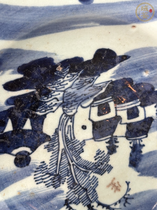古玩陶瓷豆青釉青花盤真品鑒賞圖