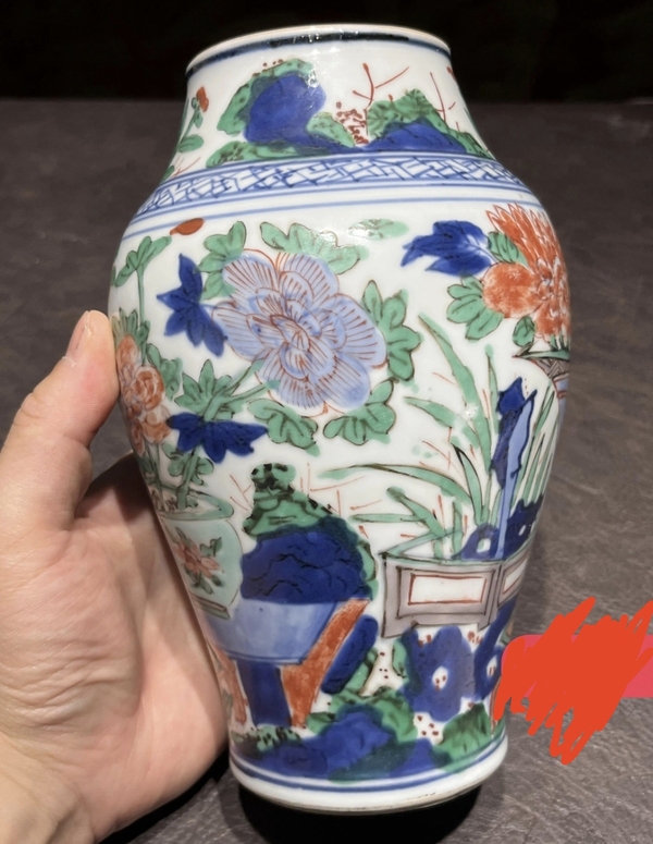 古玩陶瓷清順治 青花五彩花卉紋蓮子罐拍賣(mài)，當(dāng)前價(jià)格28000元