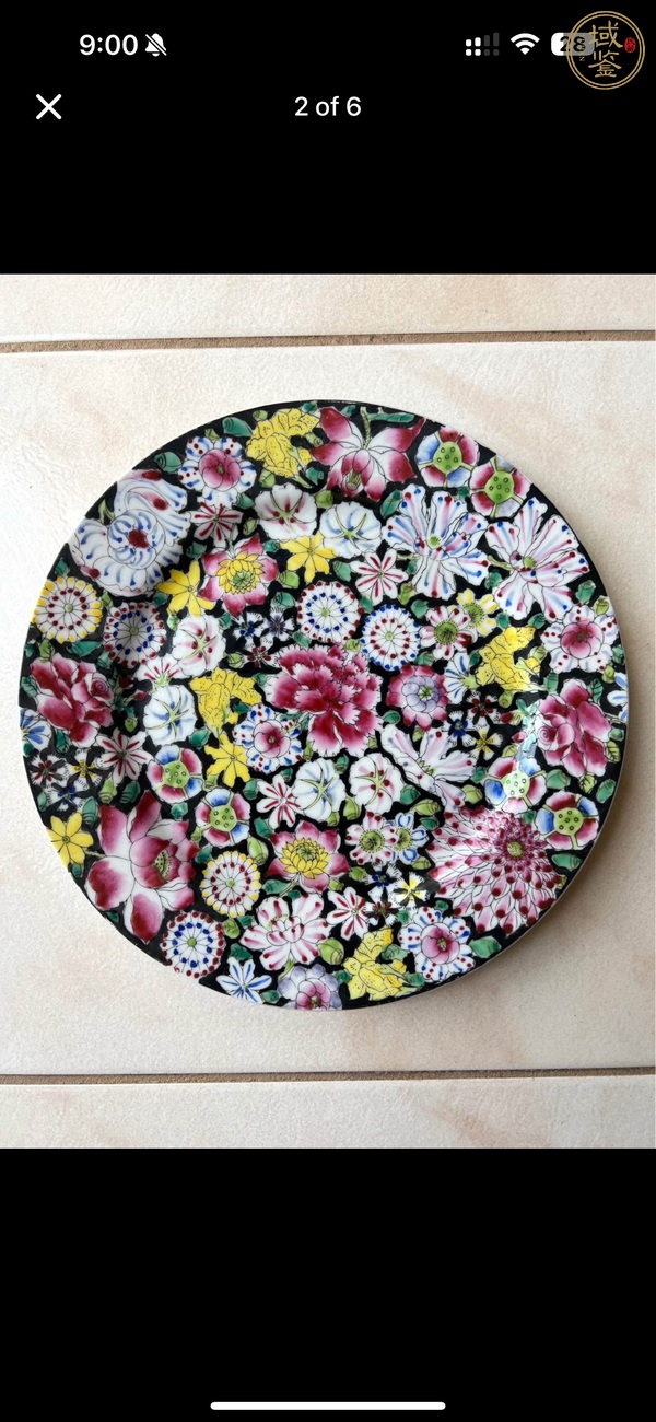 古玩陶瓷百花不落地粉彩盤真品鑒賞圖
