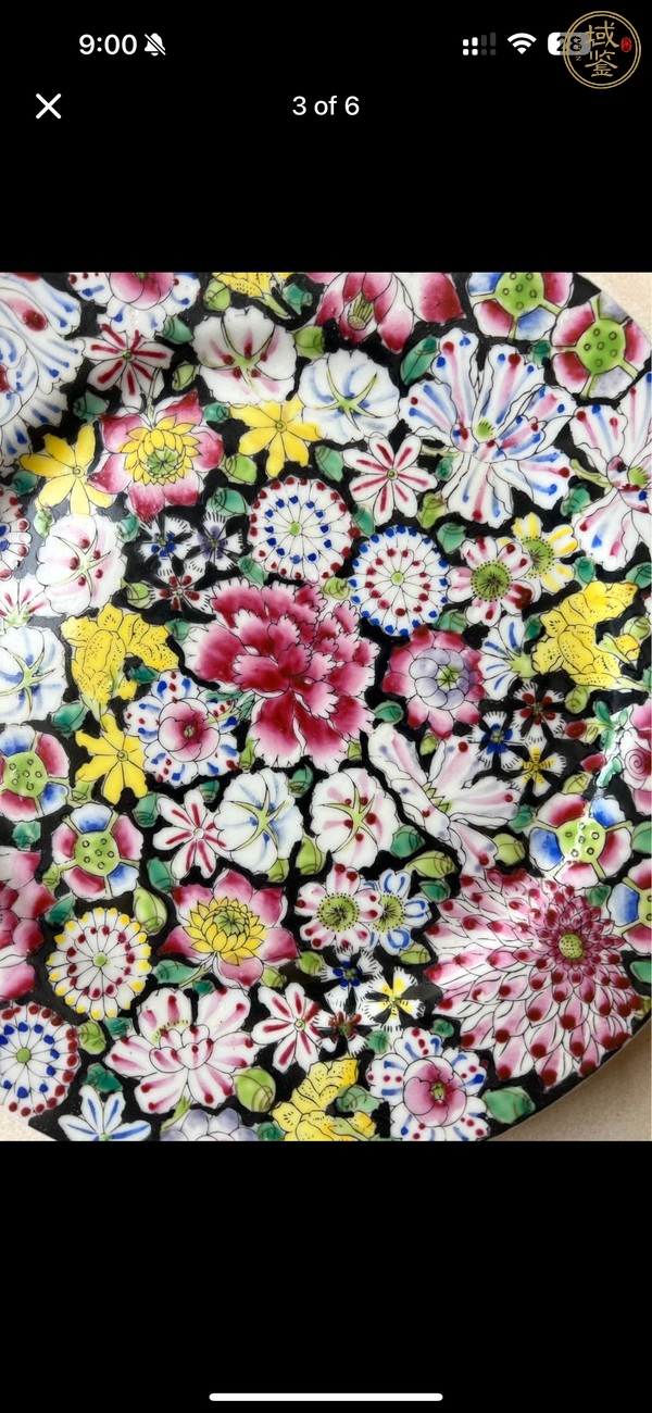 古玩陶瓷百花不落地粉彩盤真品鑒賞圖