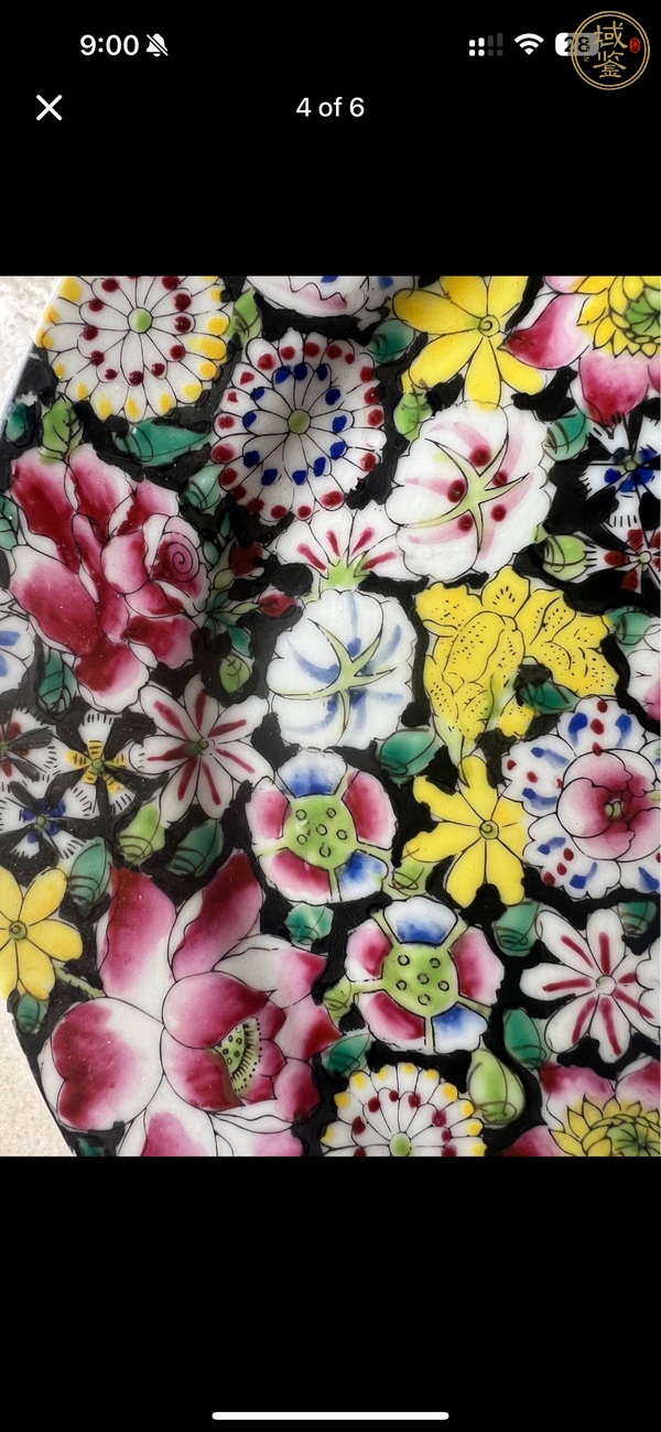 古玩陶瓷百花不落地粉彩盤真品鑒賞圖