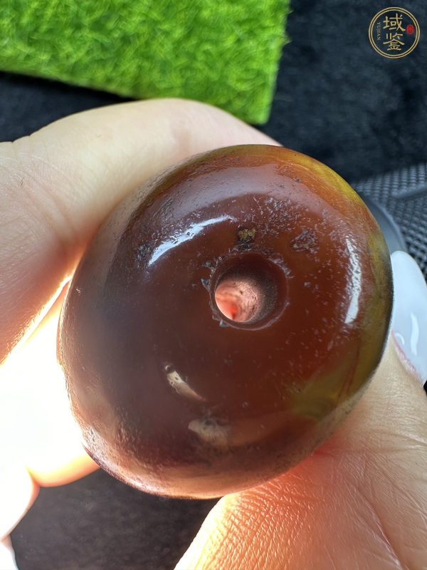 古玩玉器紅縞瑪瑙珠真品鑒賞圖