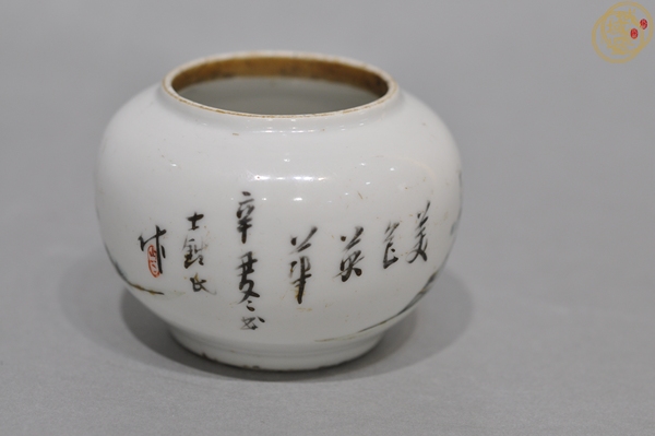 古玩陶瓷粉彩三娘教子圖蓋罐真品鑒賞圖