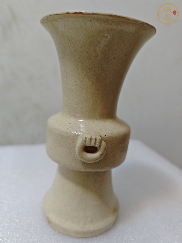 古玩陶瓷白釉雙耳花觚真品鑒賞圖
