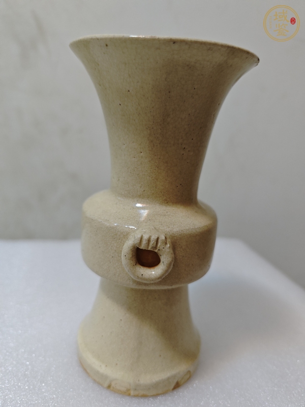 古玩陶瓷白釉雙耳花觚真品鑒賞圖