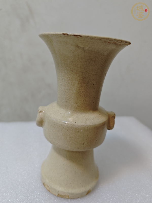古玩陶瓷白釉雙耳花觚真品鑒賞圖