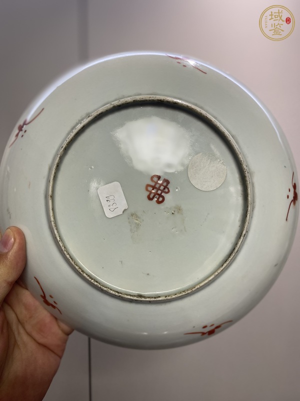 古玩陶瓷花間吉語紋盤真品鑒賞圖