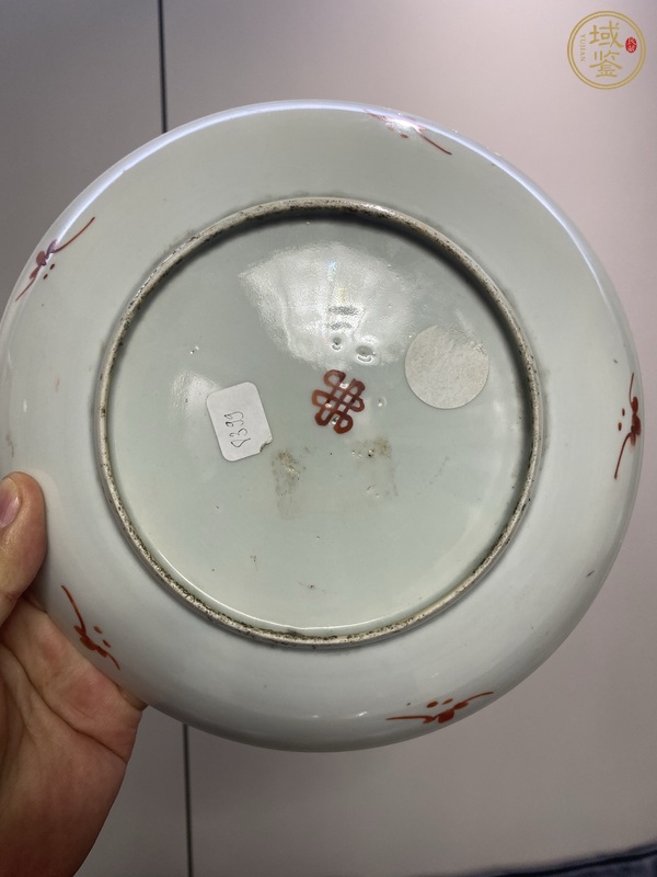 古玩陶瓷花間吉語紋盤真品鑒賞圖