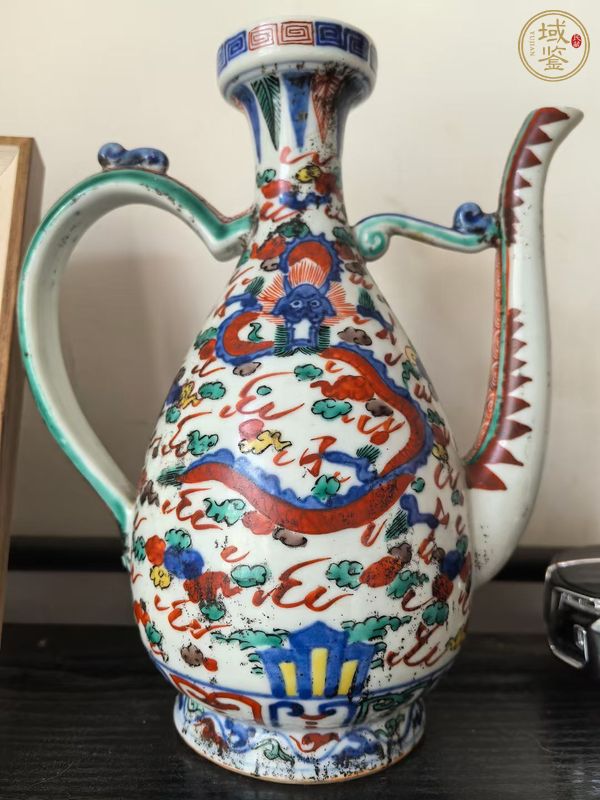 古玩陶瓷青花五彩龍鳳紋執(zhí)壺真品鑒賞圖