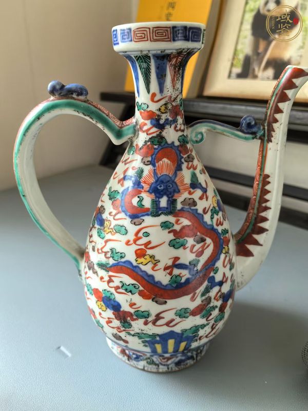 古玩陶瓷青花五彩龍鳳紋執(zhí)壺真品鑒賞圖
