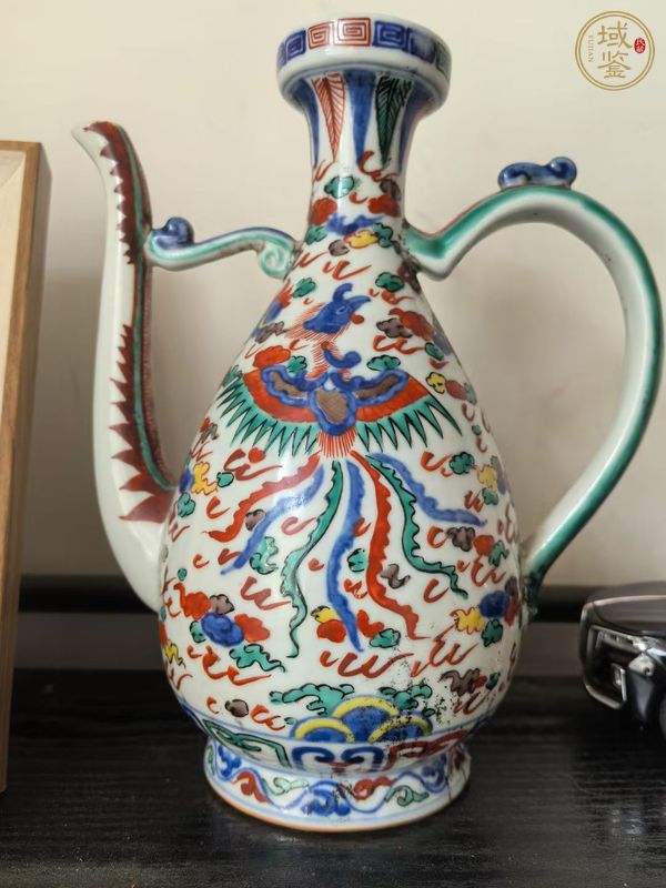 古玩陶瓷青花五彩龍鳳紋執(zhí)壺真品鑒賞圖