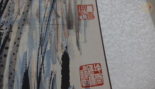 古玩字畫張大千款荷花立軸真品鑒賞圖