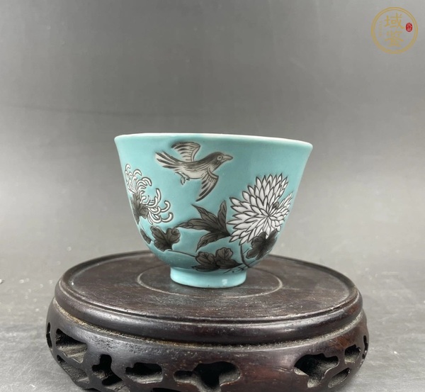 古玩陶瓷大雅齋風(fēng)格花鳥(niǎo)紋杯真品鑒賞圖