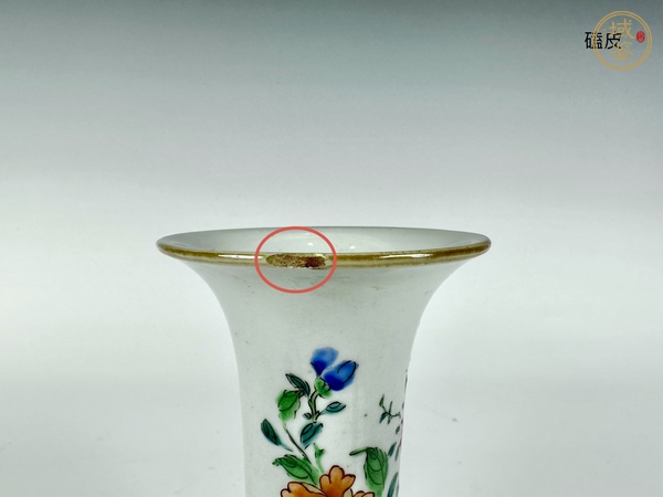 古玩陶瓷清雍乾·粉彩花卉花觚真品鑒賞圖