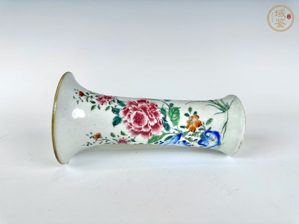 古玩陶瓷清雍乾·粉彩花卉花觚真品鑒賞圖