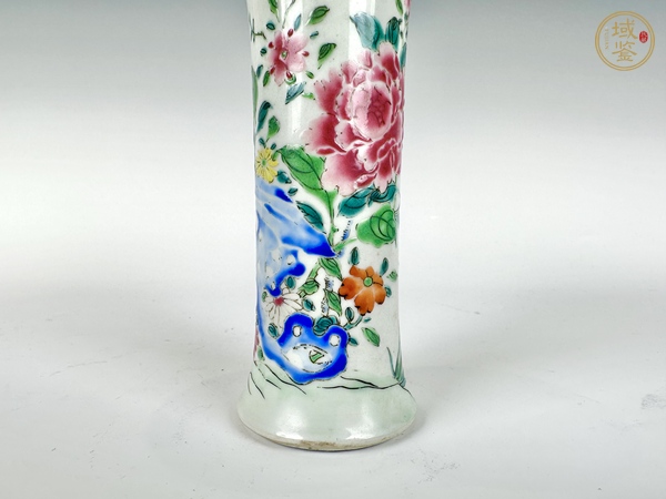 古玩陶瓷清雍乾·粉彩花卉花觚真品鑒賞圖