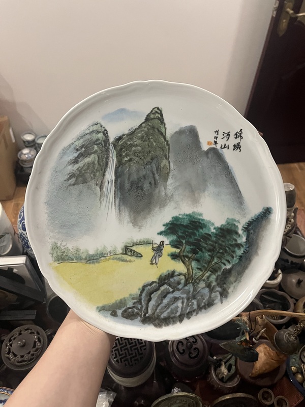 古玩轉賣山水紋盤拍賣,當前價格222元