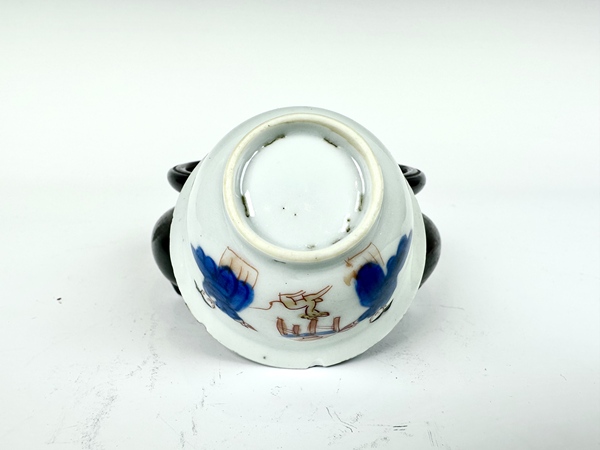 古玩陶瓷清康熙·青花礬紅描金人物仕女杯碟拍賣，當前價格2000元