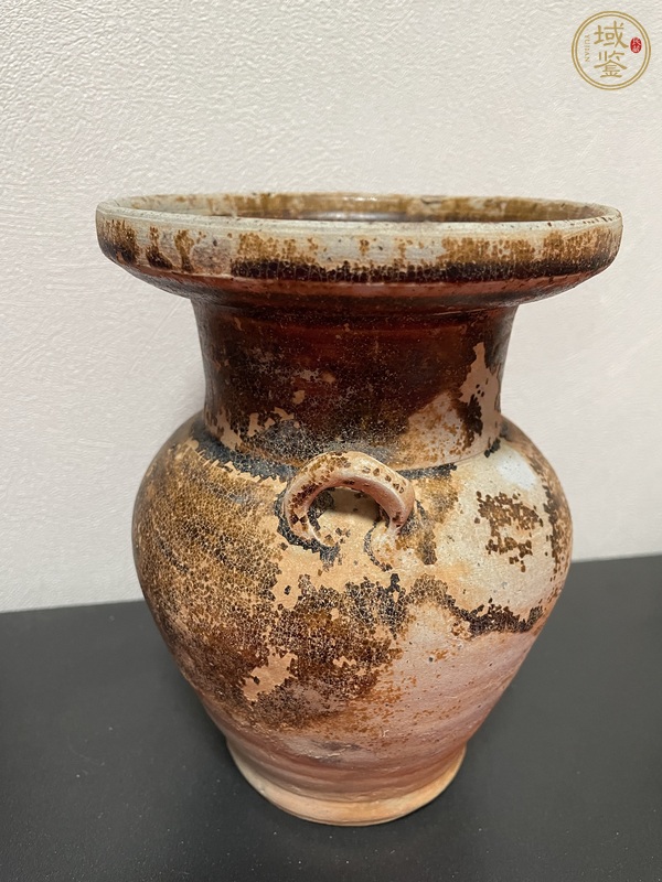 古玩陶瓷醬色釉雙系盤口壺真品鑒賞圖