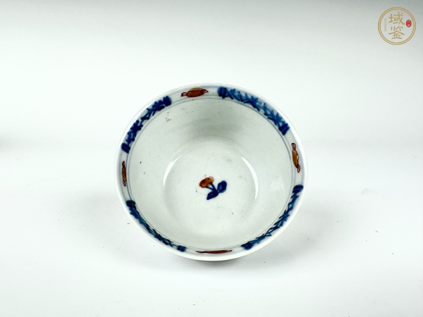 古玩陶瓷清康熙·青花礬紅描金花鳥(niǎo)紋杯碟真品鑒賞圖