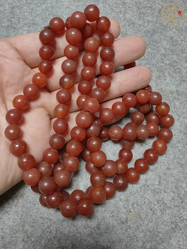 古玩玉器仿老瑪瑙珠串真品鑒賞圖