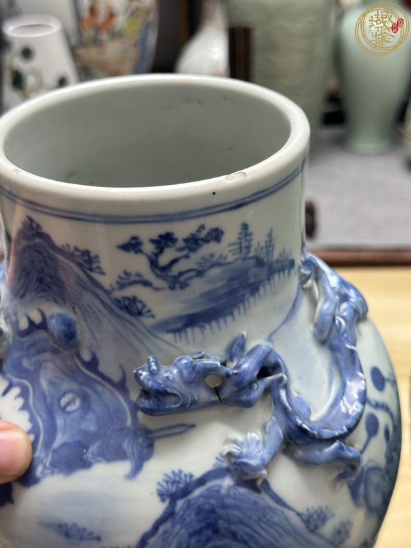 古玩陶瓷青花刀馬人物紋盤螭龍紋蓋瓶真品鑒賞圖