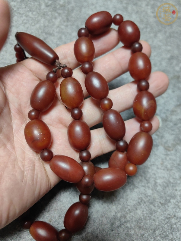 古玩玉器染色瑪瑙珠串真品鑒賞圖