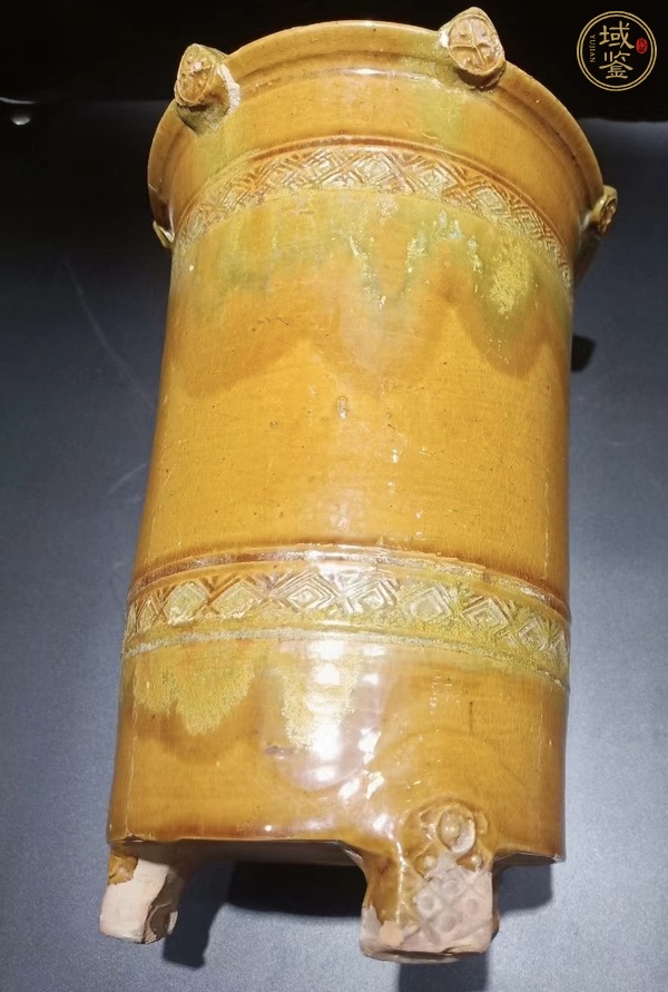 古玩陶瓷漢·黃釉飄彩糧倉(cāng) 真品鑒賞圖