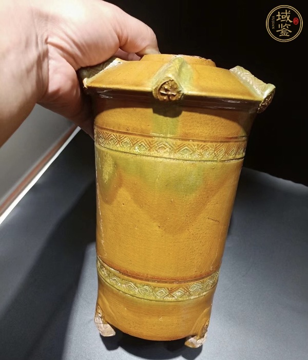 古玩陶瓷漢·黃釉飄彩糧倉(cāng) 真品鑒賞圖