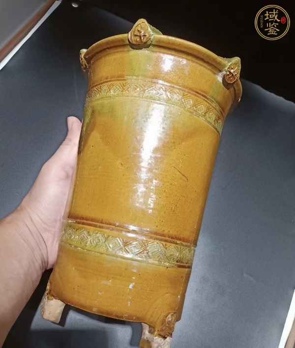 古玩陶瓷漢·黃釉飄彩糧倉(cāng) 真品鑒賞圖