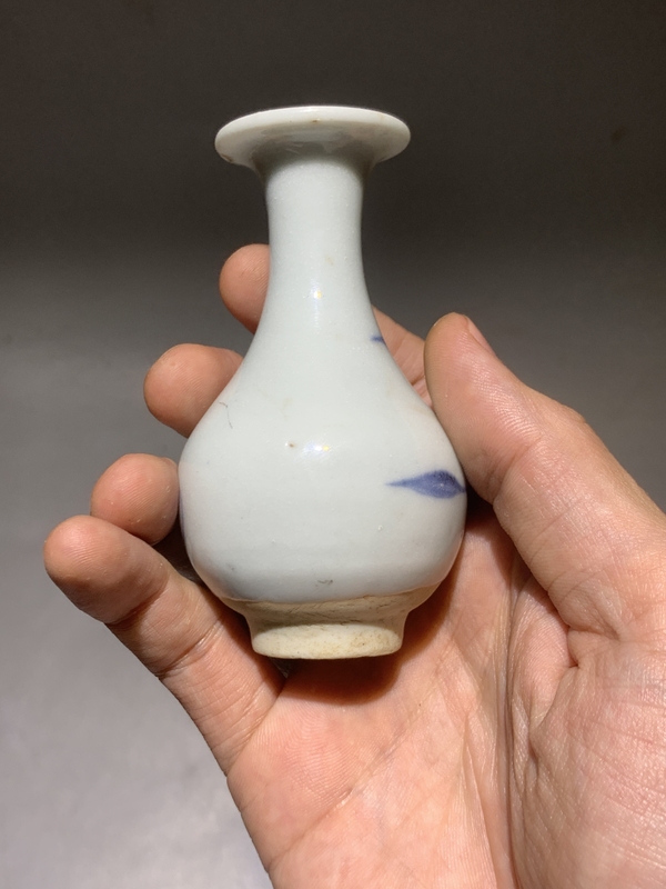 古玩陶瓷明末清初青花花卉紋玉壺春瓶拍賣，當前價格688元