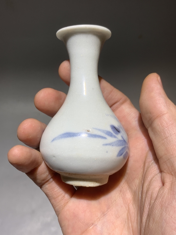 古玩陶瓷明末清初青花花卉紋玉壺春瓶拍賣，當前價格688元