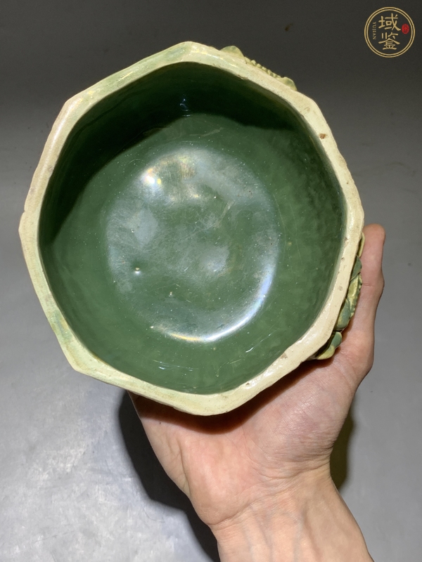 古玩陶瓷綠彩八方水洗真品鑒賞圖