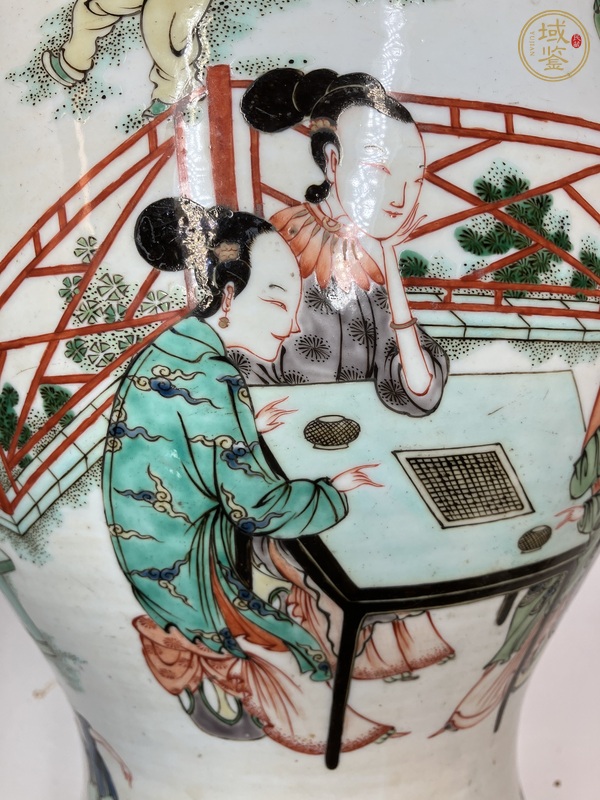 古玩陶瓷對弈圖五彩將軍罐真品鑒賞圖
