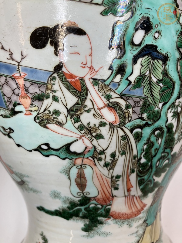 古玩陶瓷對弈圖五彩將軍罐真品鑒賞圖