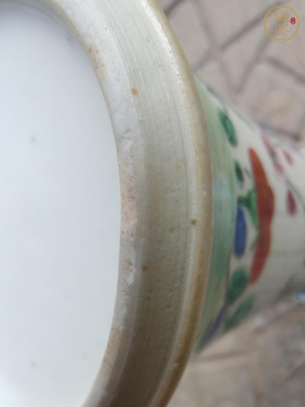 古玩陶瓷清代乾隆花鳥紋粉彩束腰花觚真品鑒賞圖