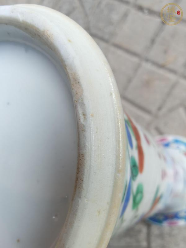 古玩陶瓷清代乾隆花鳥紋粉彩束腰花觚真品鑒賞圖