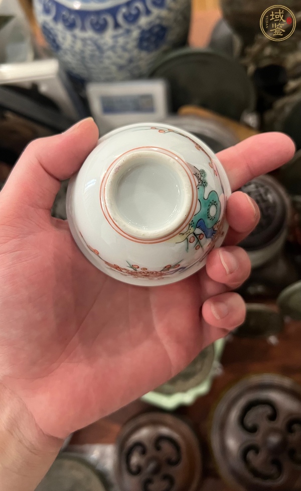 古玩陶瓷粉彩洞石花鳥紋茶園真品鑒賞圖