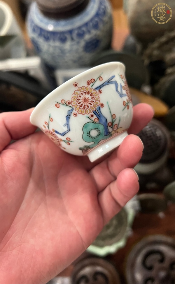 古玩陶瓷粉彩洞石花鳥紋茶園真品鑒賞圖