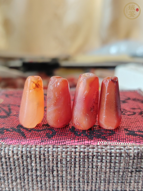 古玩玉器天然紅瑪瑙多棱珠真品鑒賞圖