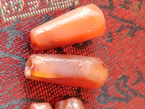 古玩玉器天然紅瑪瑙多棱珠真品鑒賞圖