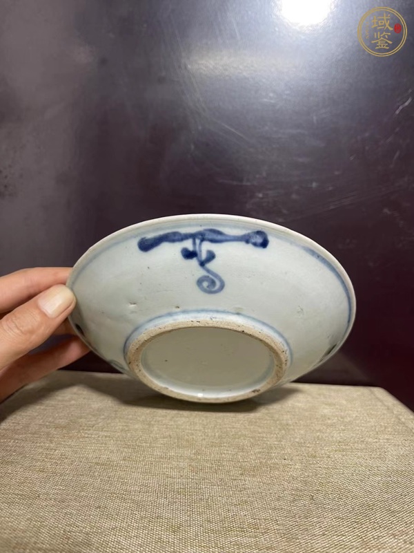 古玩陶瓷青花蘭草詩(shī)文盤真品鑒賞圖