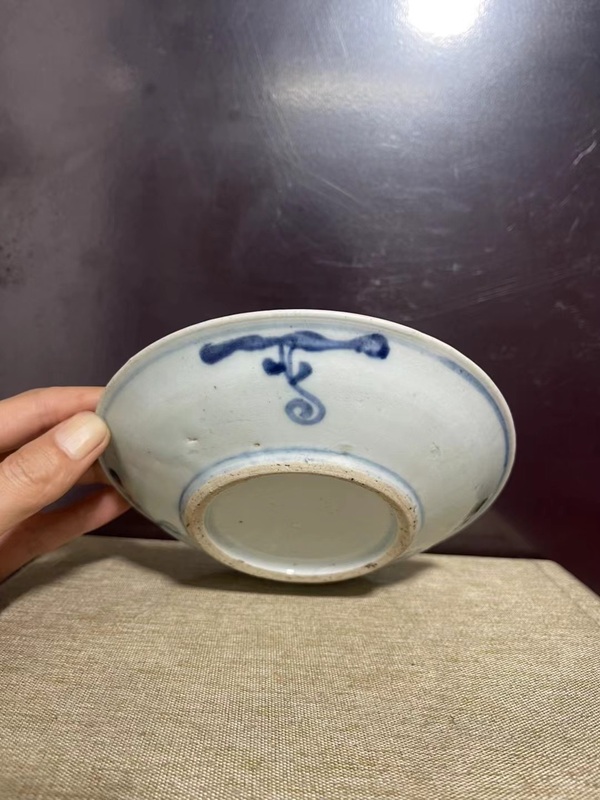 古玩陶瓷清青花蘭草詩文盤拍賣，當前價格1880元