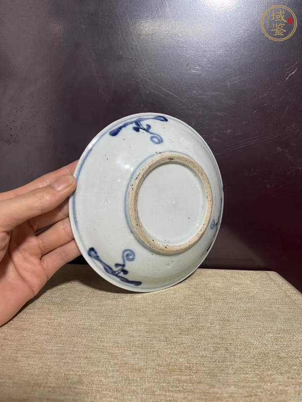 古玩陶瓷青花蘭草詩(shī)文盤真品鑒賞圖